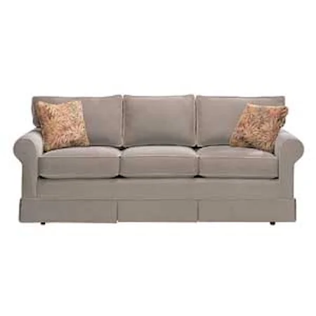 Casual Loose Back Stationary Sofa with Rolled Arms